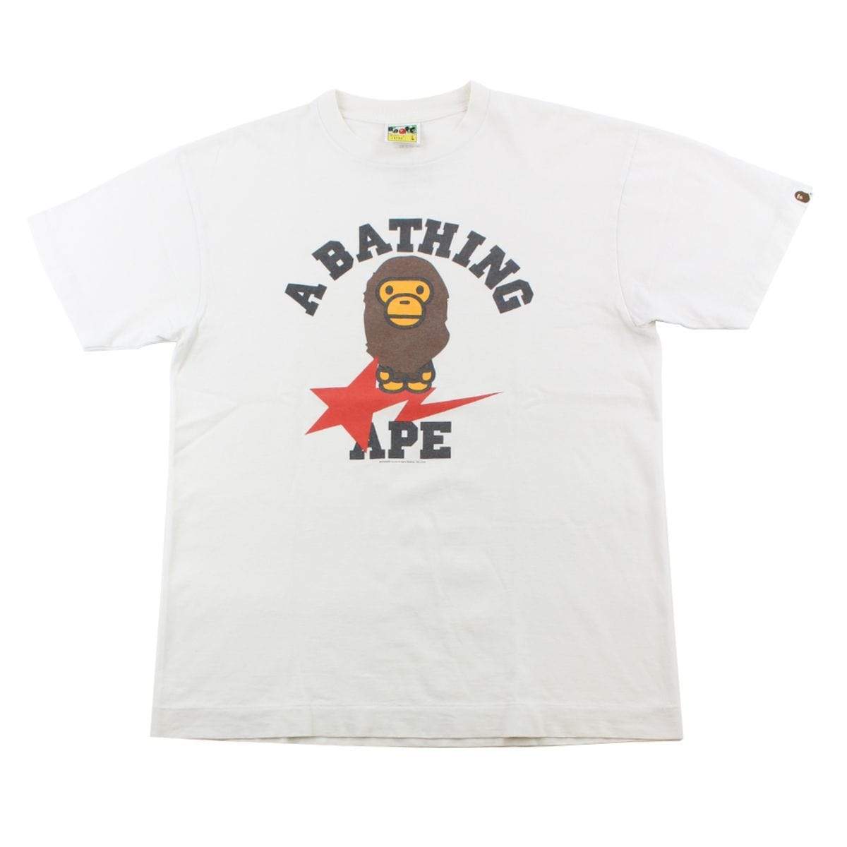 Bape Baby Milo Bapesta College Logo Tee White - SaruGeneral