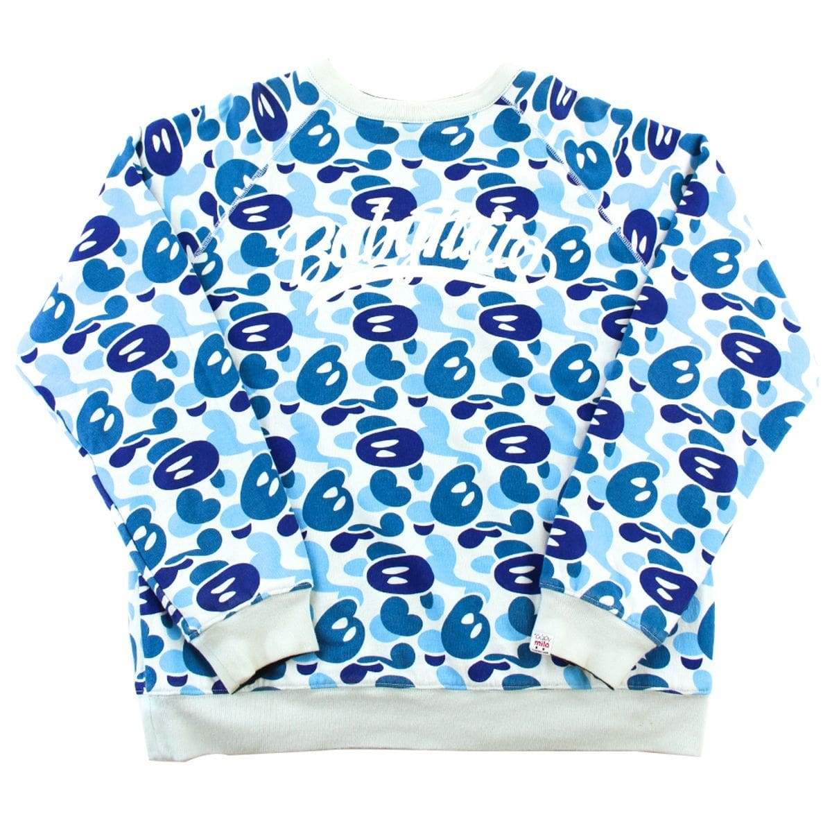 Bape Baby Milo blue camo 4 way reversible crewneck - SaruGeneral