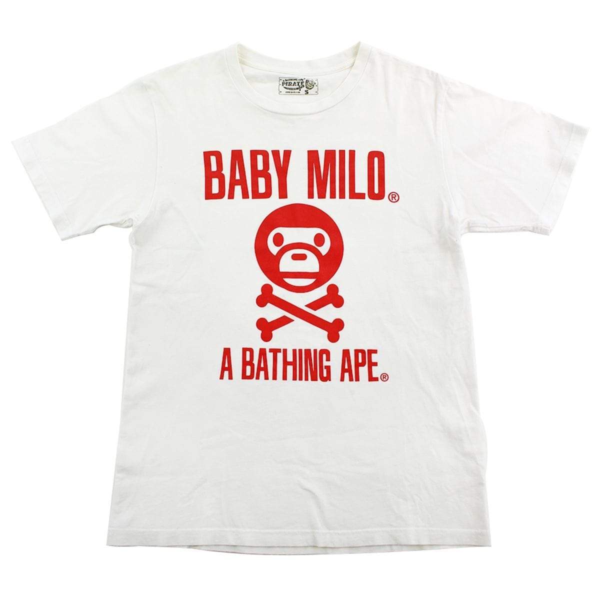 Bape Baby Milo Red Crossbones Tee White - SaruGeneral