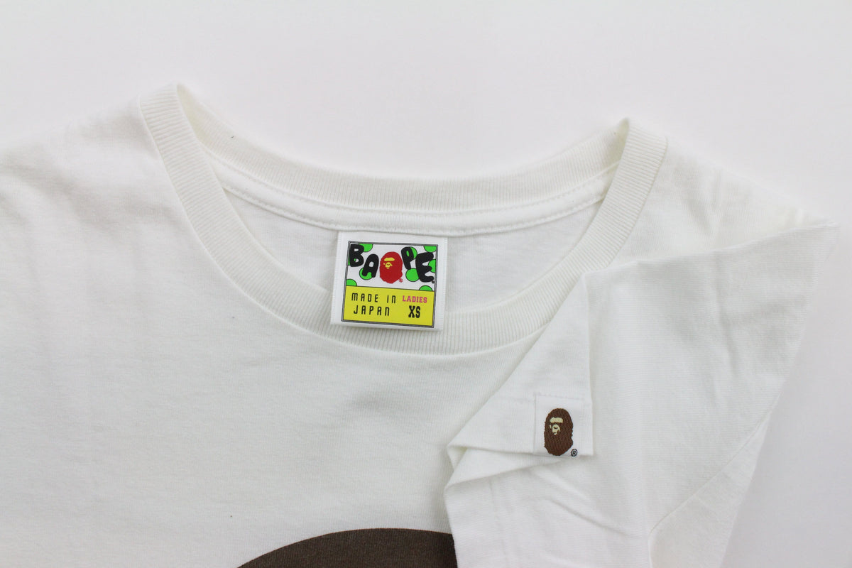 Bape Baby Milo Face Circle Logo Tee White - SaruGeneral