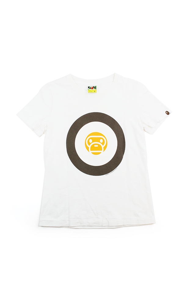 Bape Baby Milo Face Circle Logo Tee White - SaruGeneral