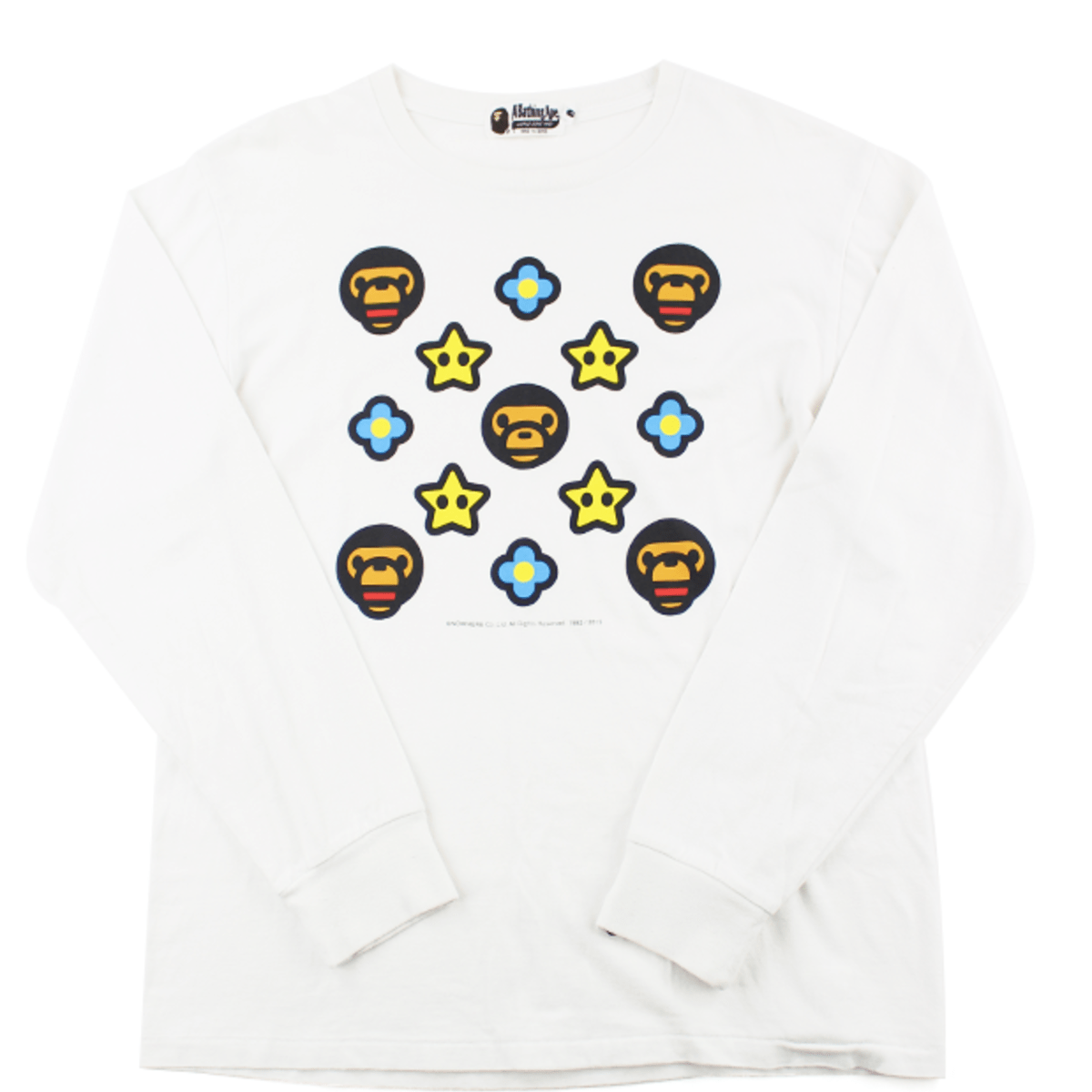 Bape Baby Milo Flowers & Stars Monogram LS White - SaruGeneral