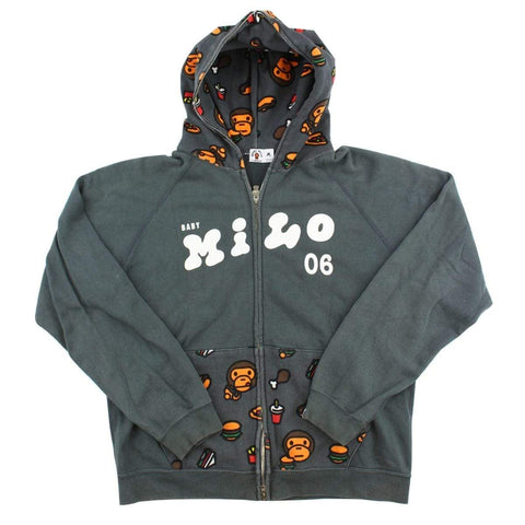 Sweat à capuche zippé Bape Baby Milo Food gris