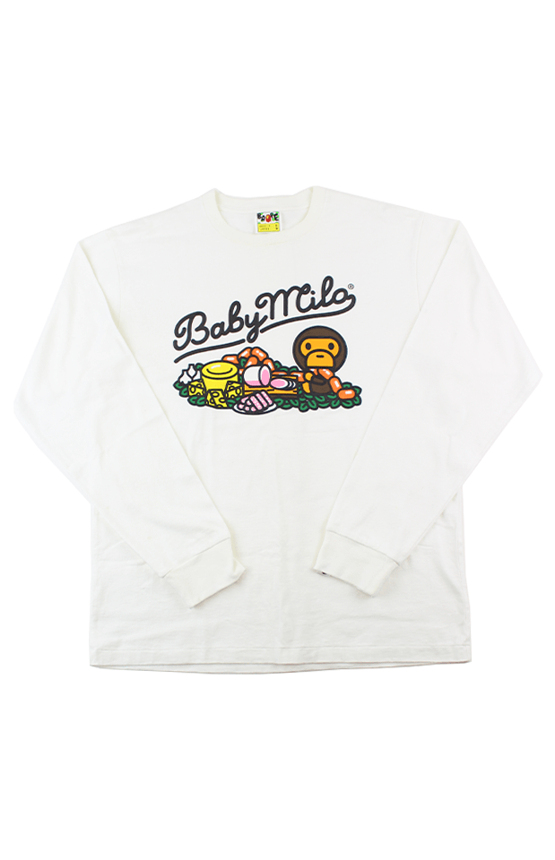 Bape Baby Milo Food LS White - SaruGeneral