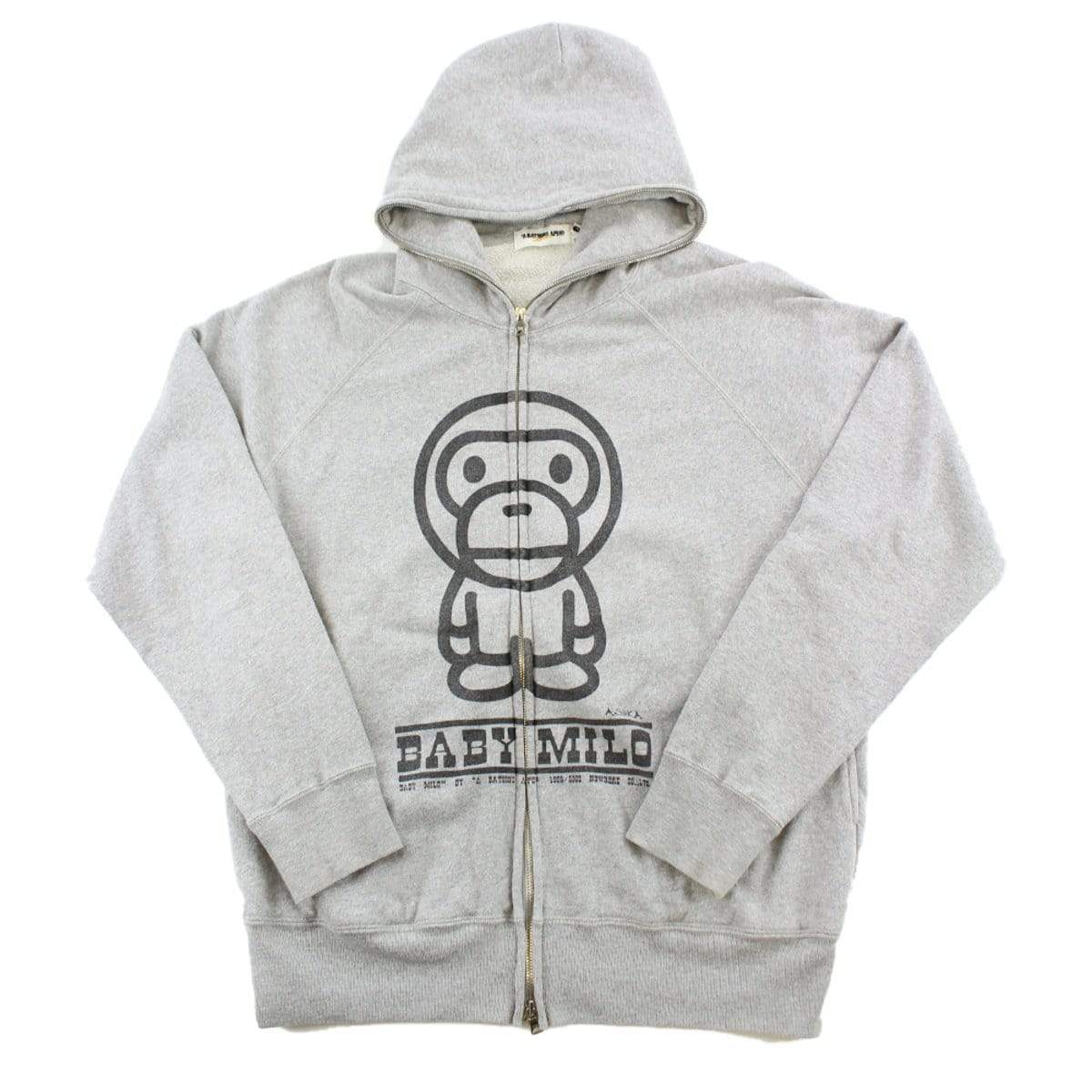 Bape Baby Milo Full Zip Hoodie Grey - SaruGeneral