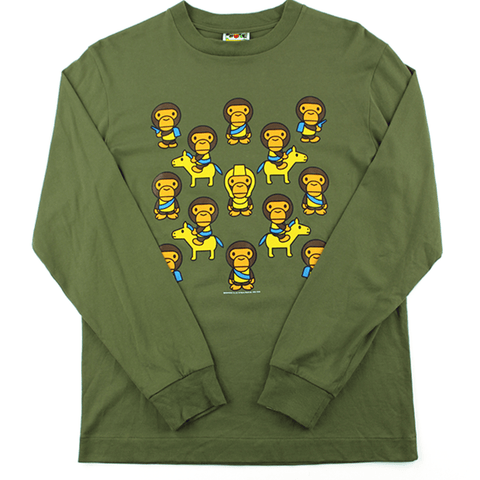 Bape Baby Milo Generals Monogram LS Olive