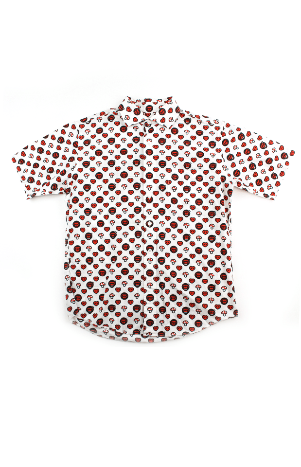 Bape Baby Milo Hearts Print SS Shirt White - SaruGeneral