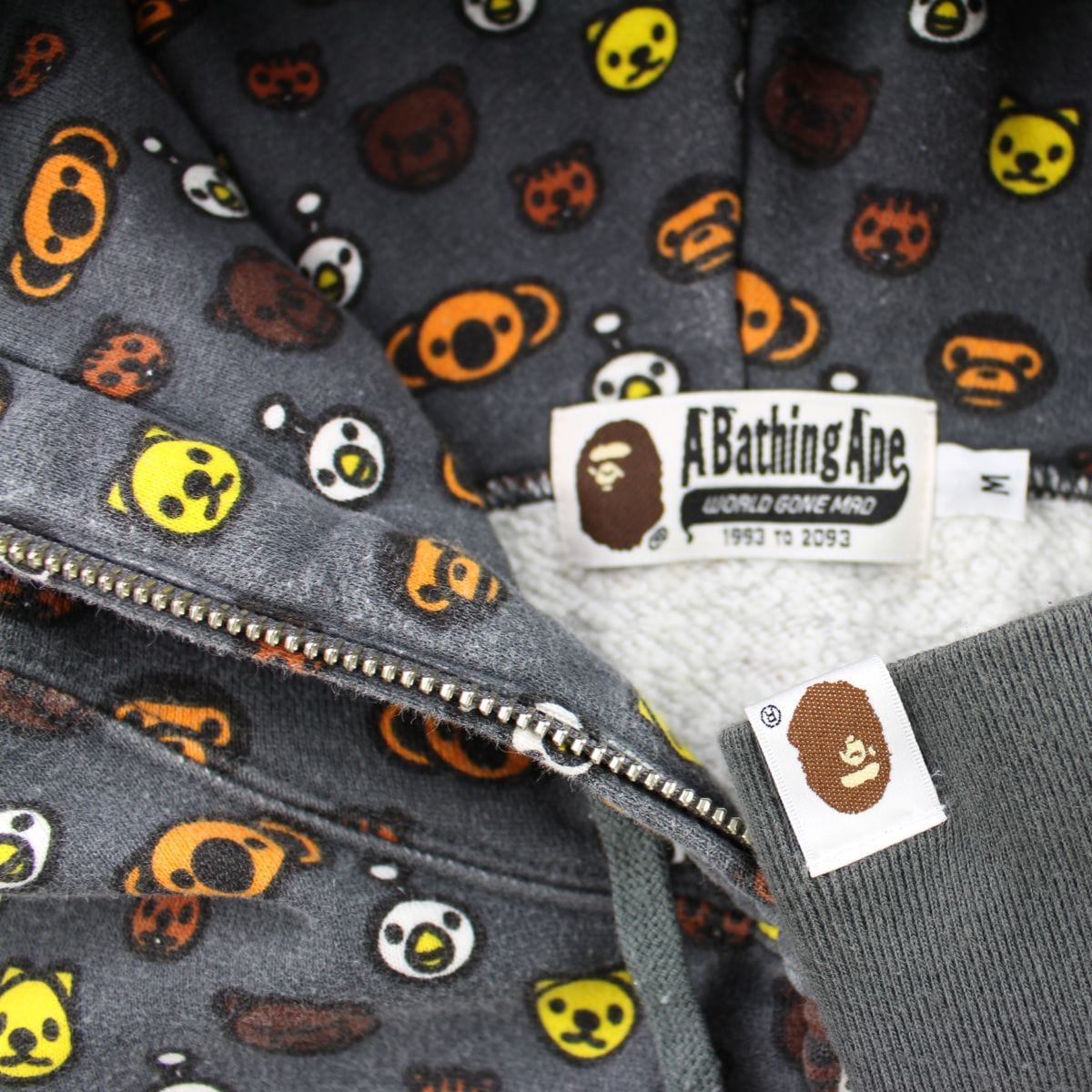 Bape Baby Milo Safari Monogram Full Zip Grey - SaruGeneral