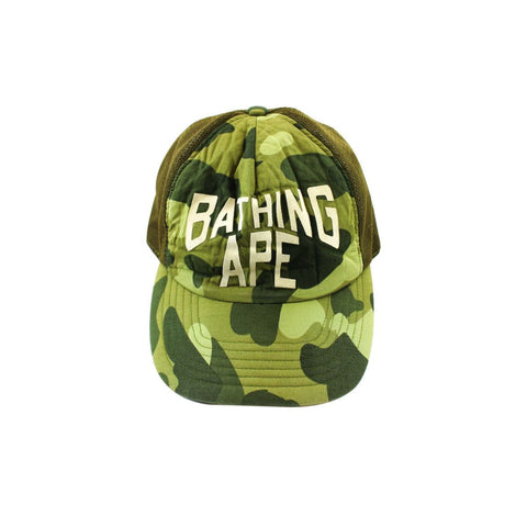 Bape Bathing Ape Text - Casquette camionneur camouflage vert foncé