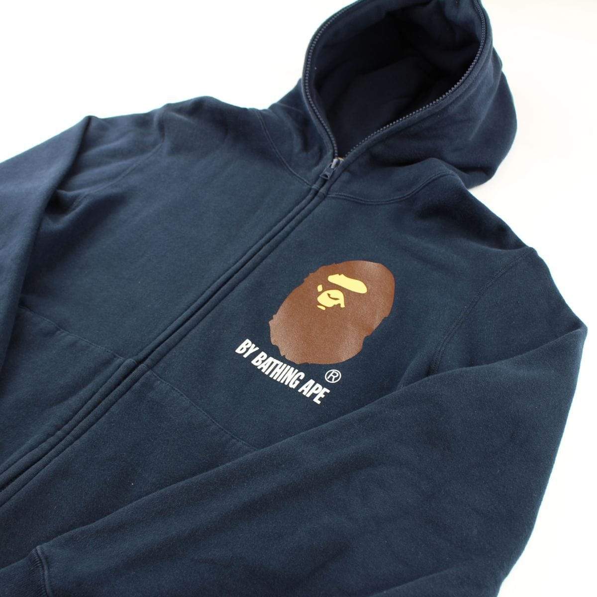 Bape Big Ape Logo Full Zip Hoodie Navy - SaruGeneral