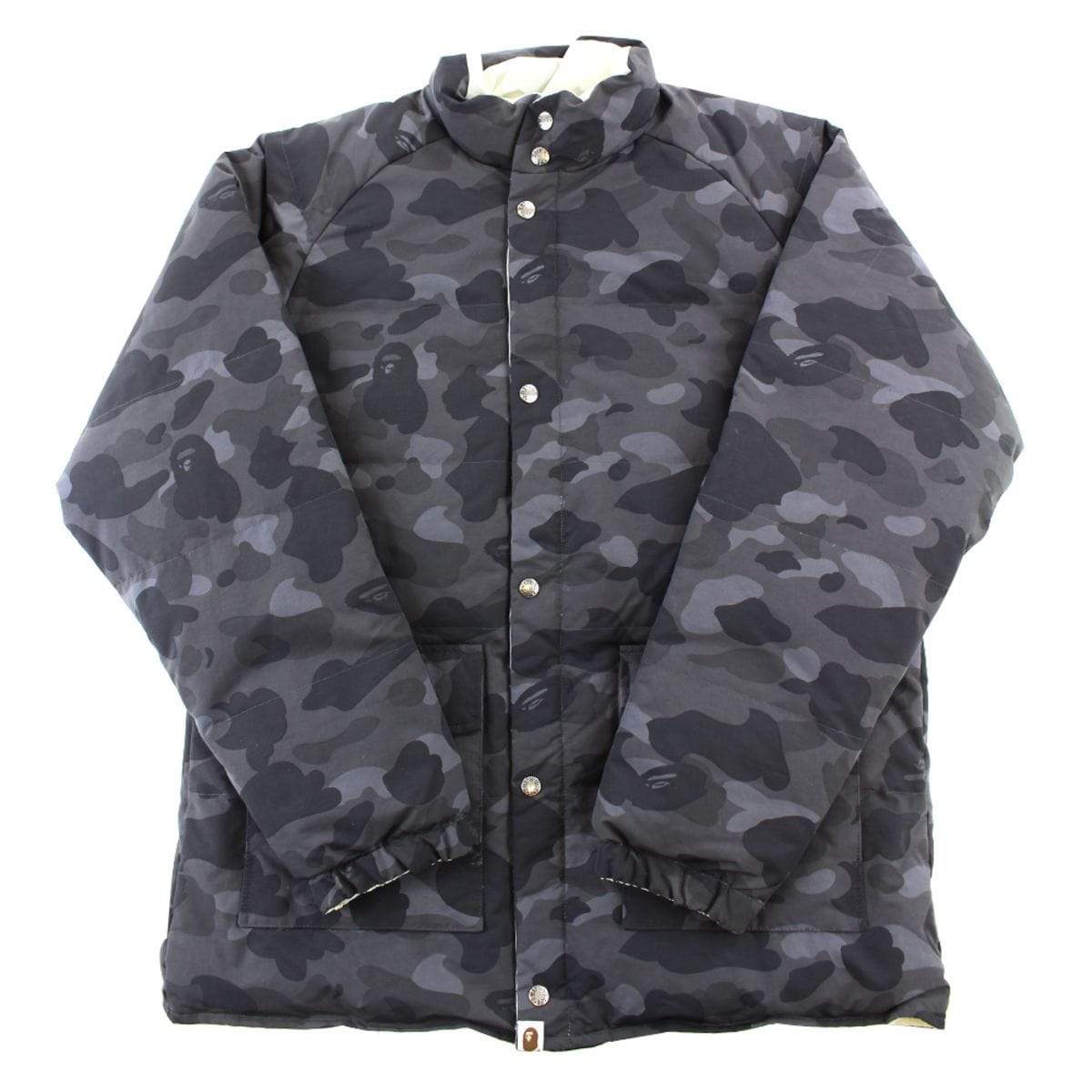 Bape Black/White Camo Reversible Puffer Jacket - SaruGeneral