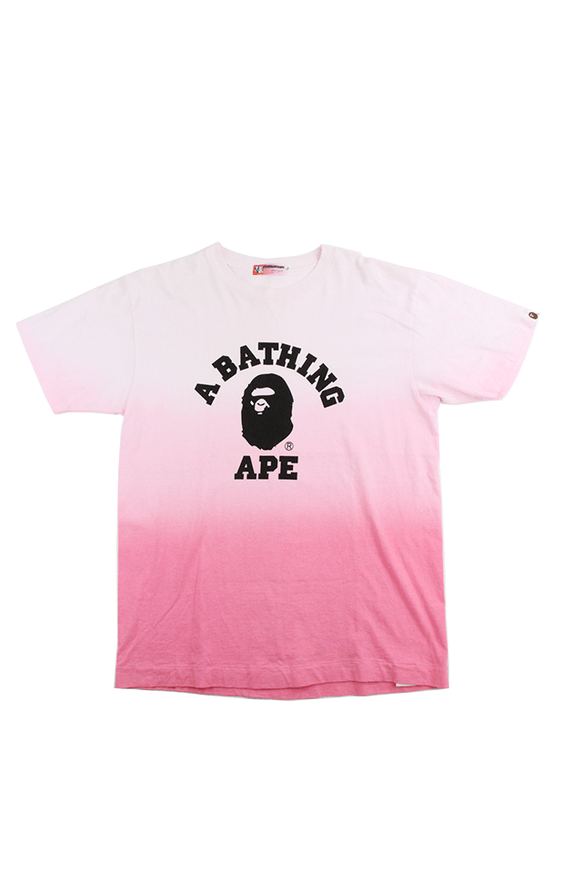 Bape Black College Logo Tee Pink Gradient - SaruGeneral