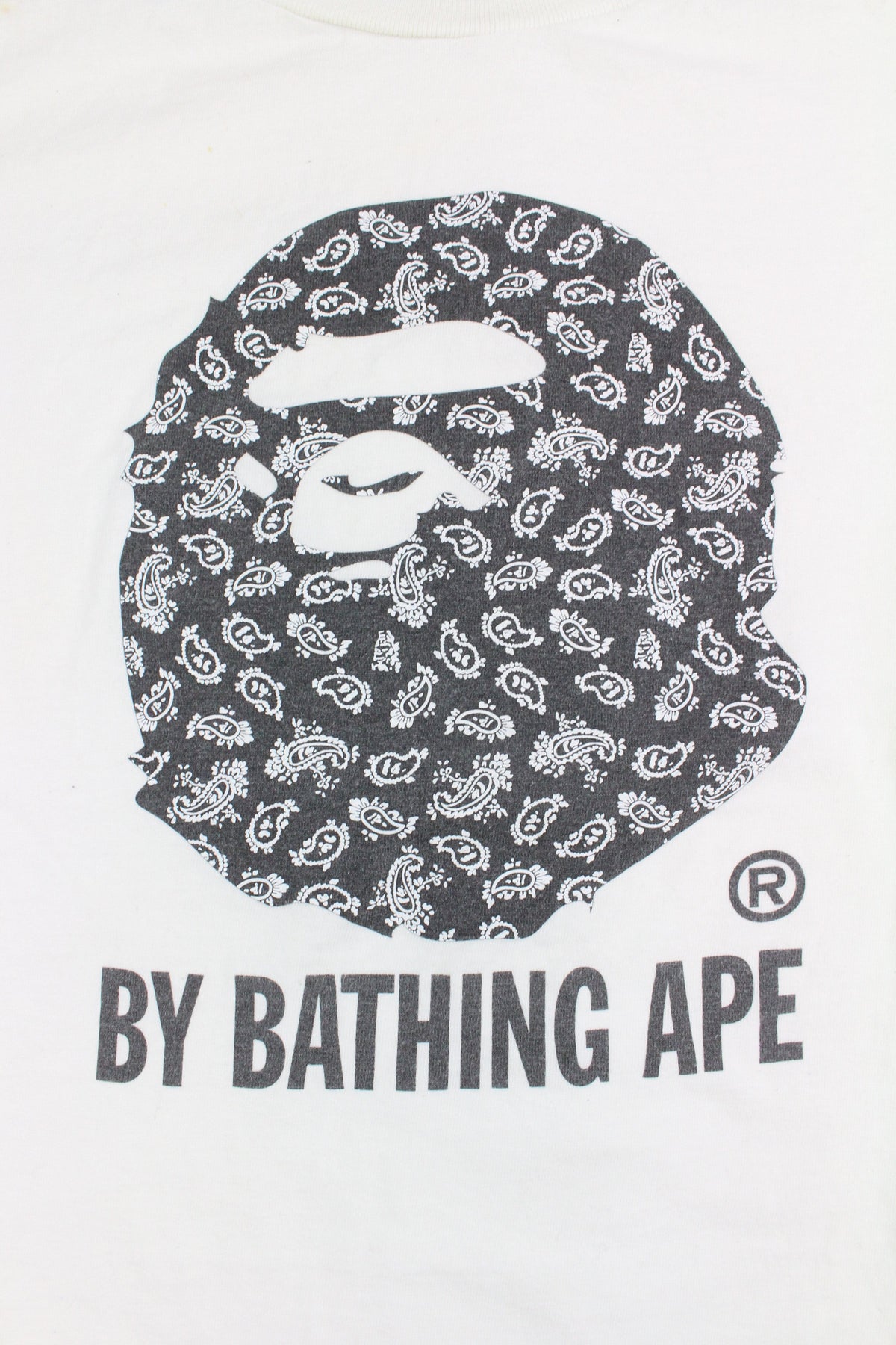 Bape Black Paisley Big Ape Logo Tee White - SaruGeneral