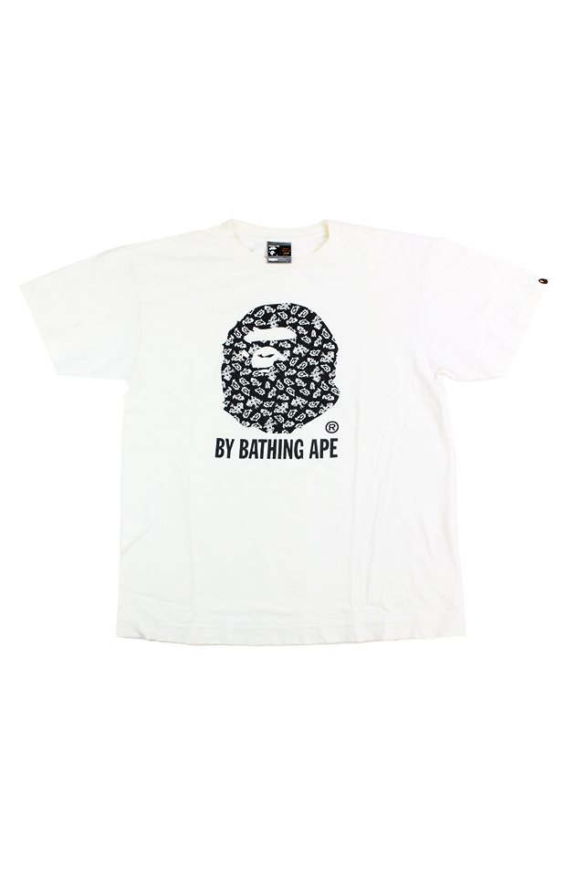 Bape Black Paisley Big Ape Logo Tee White - SaruGeneral