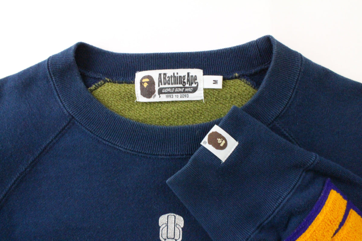 Bape Black Shark Face Crewneck Navy - SaruGeneral