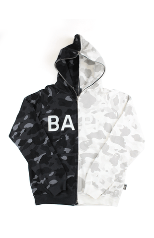 Bape Black & White Camo Half Zip Hoodie