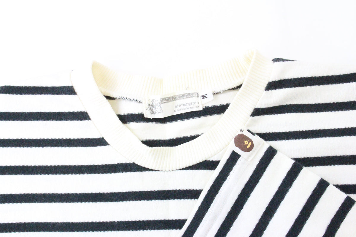 Bape Black White Striped LS - SaruGeneral