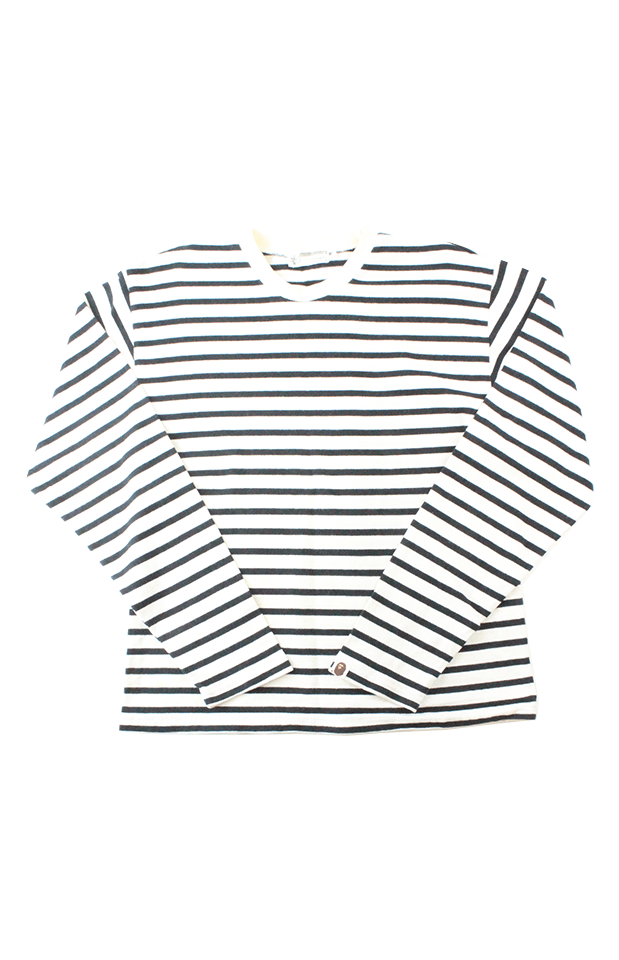 Bape Black White Striped LS - SaruGeneral