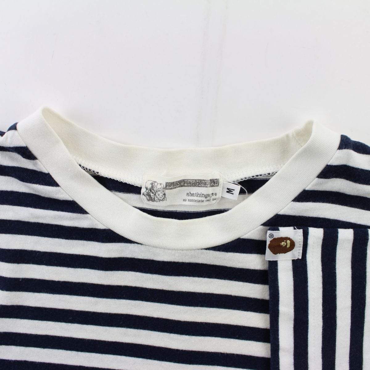 Bape Black White Striped SS Tee - SaruGeneral