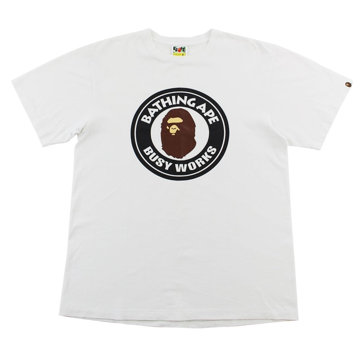 Bape Busy Works Big Ape Circle Logo Tee White - SaruGeneral