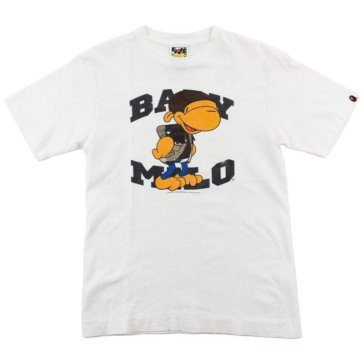 Bape Cartoon Baby Milo Text Tee White - SaruGeneral