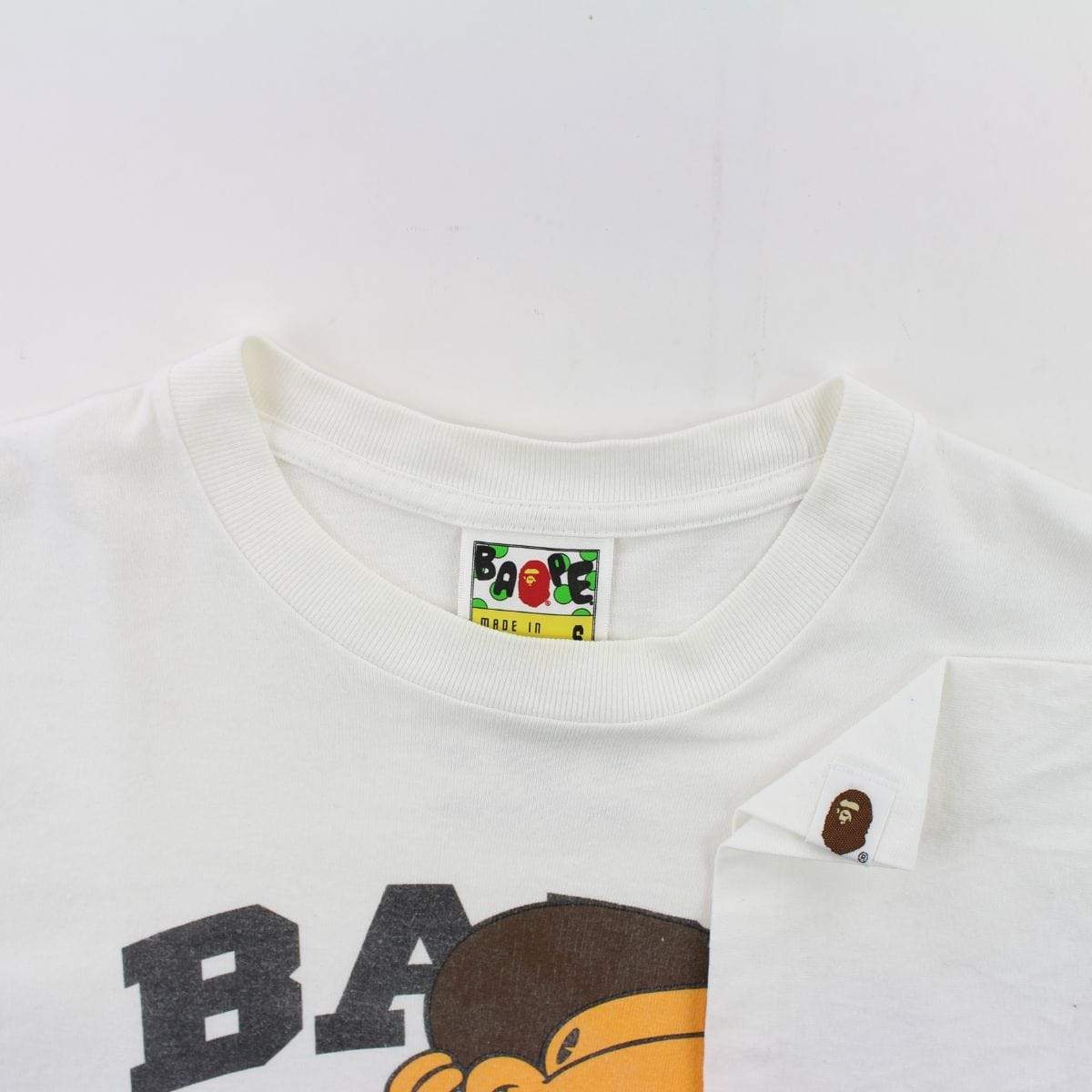 Bape Cartoon Baby Milo Text Tee White - SaruGeneral