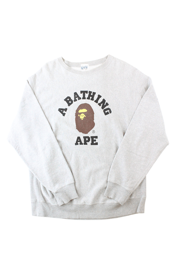 Bape Original College Logo Crewneck Grey - SaruGeneral