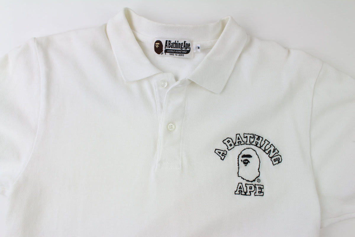 Bape College Logo Polo White - SaruGeneral