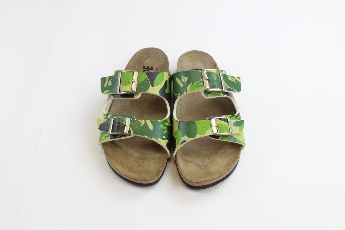 Bape Green Flaming Camo Birkenstocks - SaruGeneral