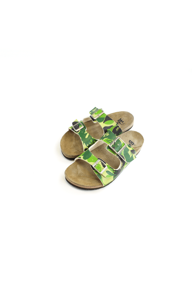 Bape Green Flaming Camo Birkenstocks - SaruGeneral
