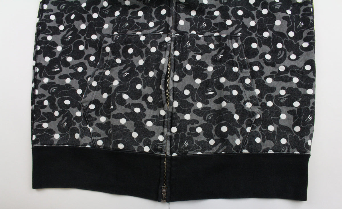 Bape Grey Camo Polkadot Shark Hoodie Black - SaruGeneral