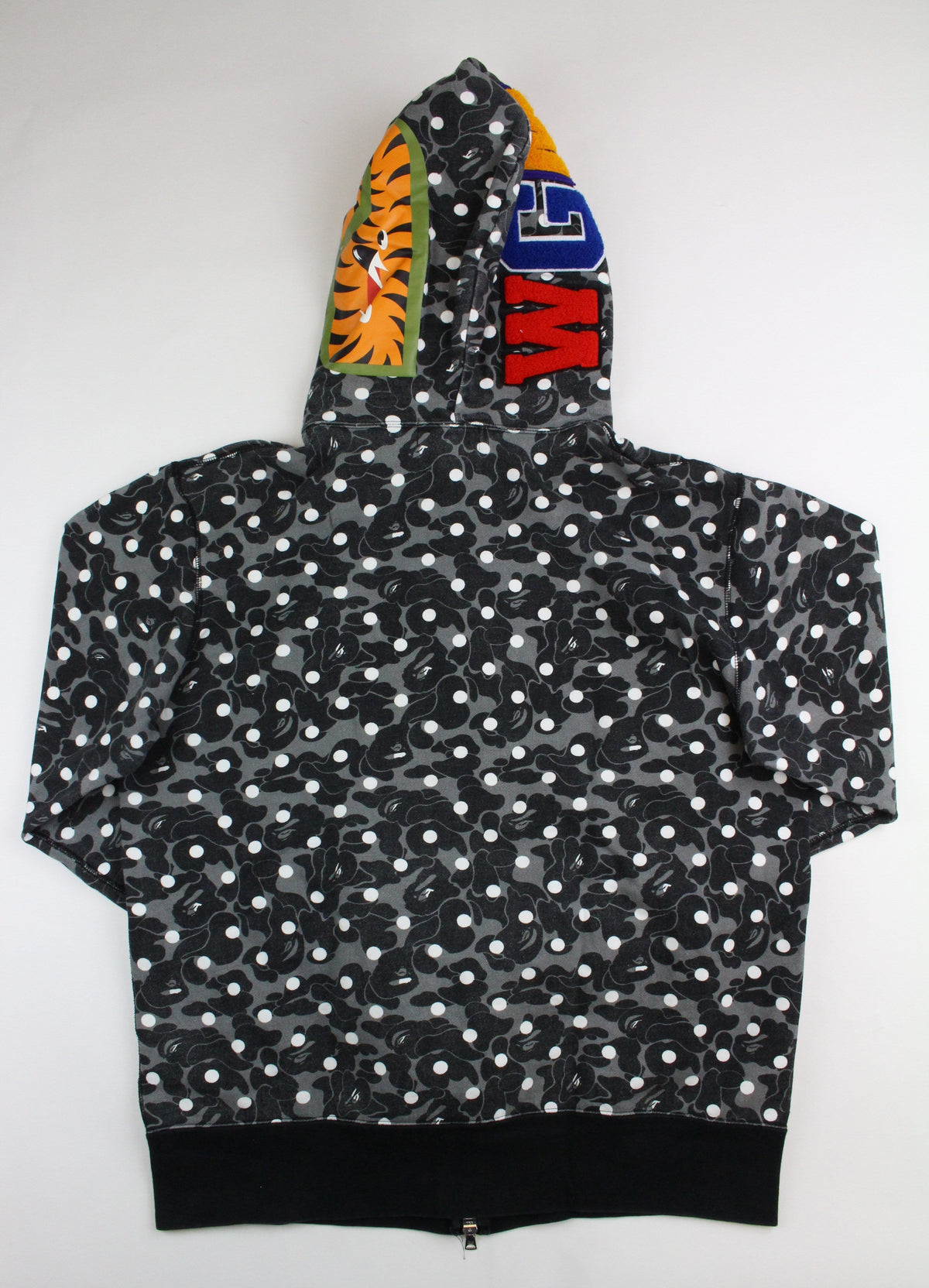 Bape Grey Camo Polkadot Shark Hoodie Black - SaruGeneral