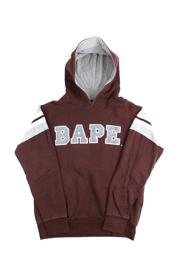 Bape Grey Text 93 Hoodie Brown - SaruGeneral