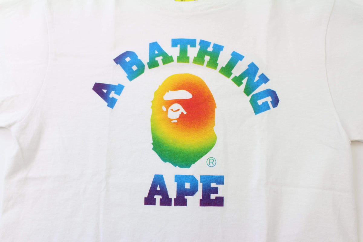 Bape Heat College Logo Tee White - SaruGeneral