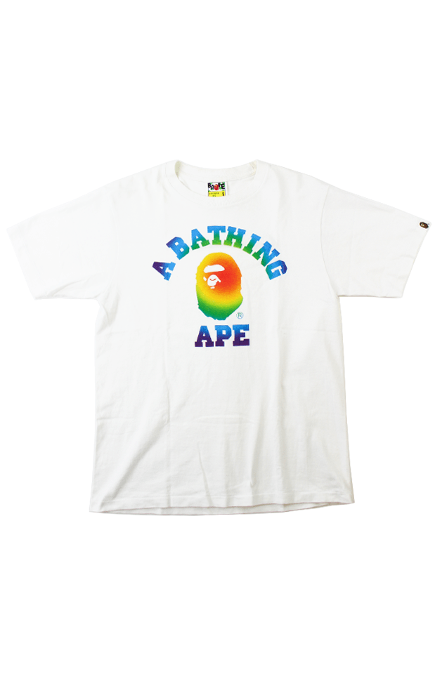 Bape Heat College Logo Tee White - SaruGeneral