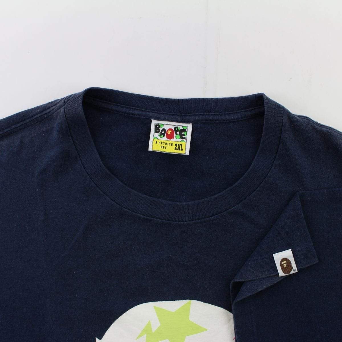 Bape Multi Colour Bapesta Big Ape Logo Tee Navy - SaruGeneral