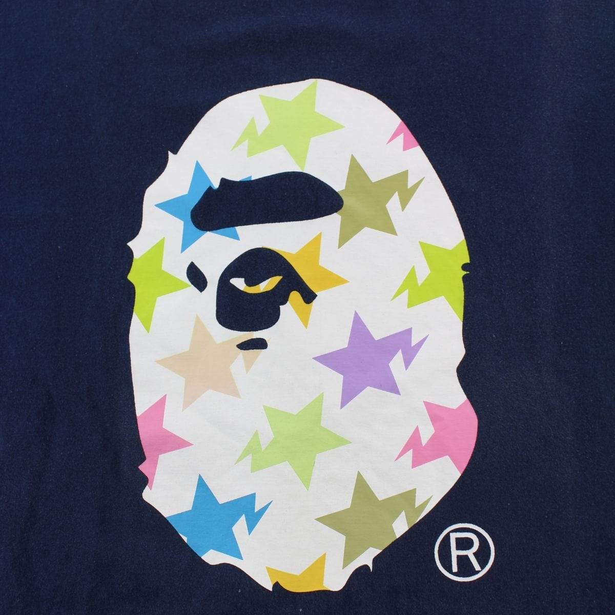 Bape Multi Colour Bapesta Big Ape Logo Tee Navy - SaruGeneral
