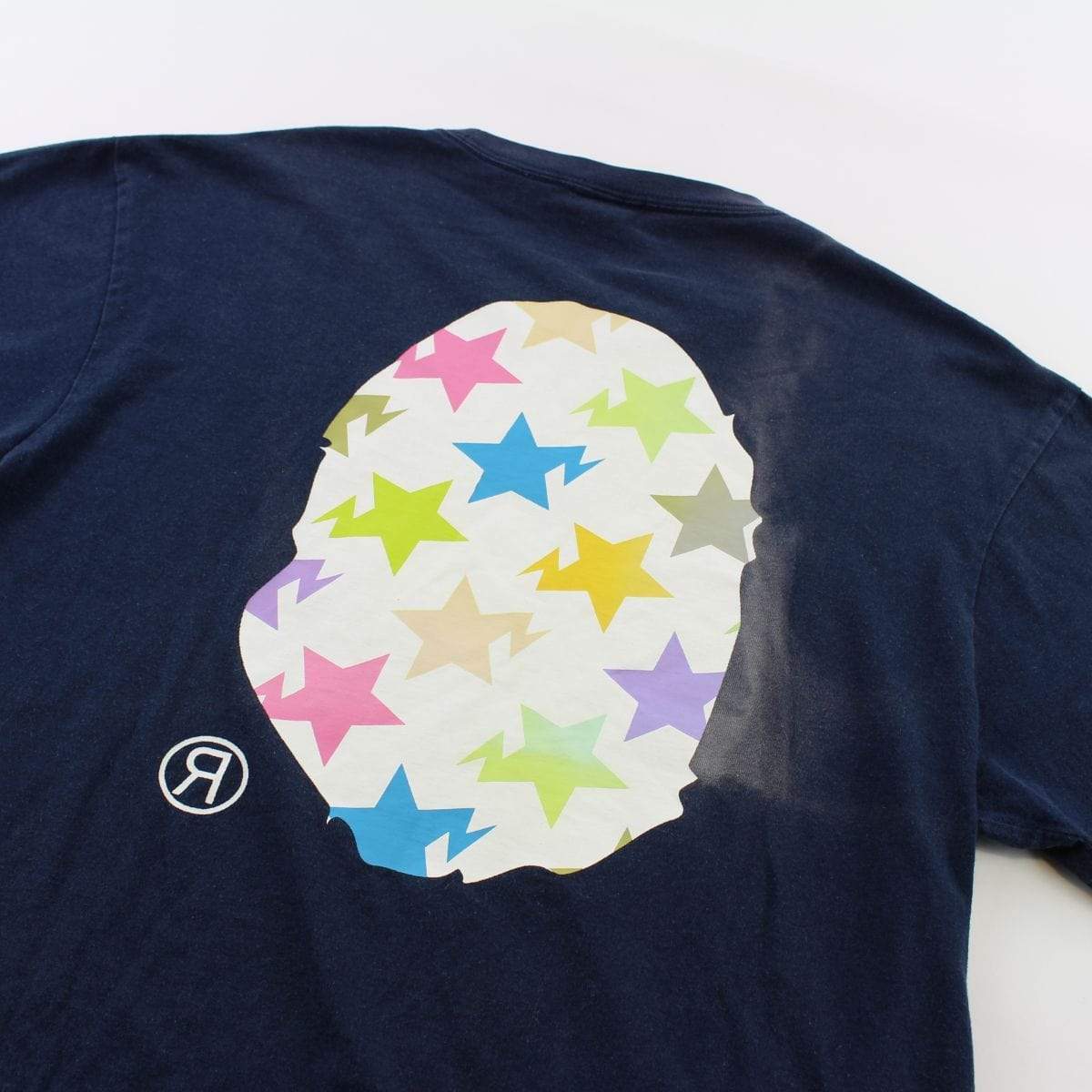Bape Multi Colour Bapesta Big Ape Logo Tee Navy - SaruGeneral