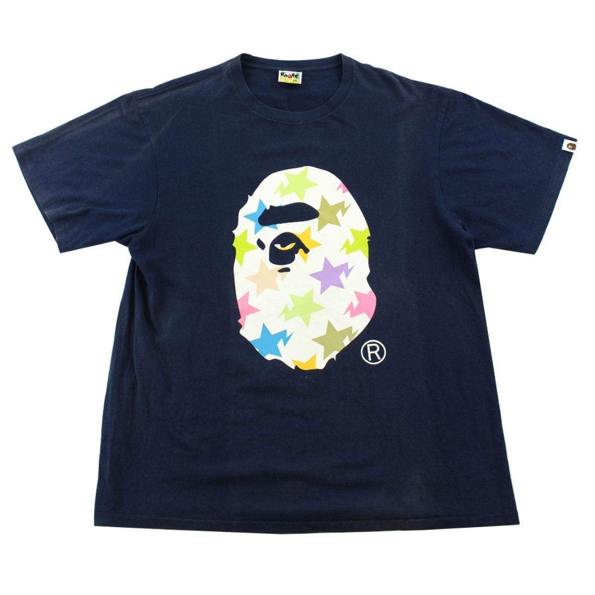 Bape Multi Colour Bapesta Big Ape Logo Tee Navy - SaruGeneral