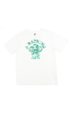 T-shirt Bape All Green Camo Baby Milo Lisa College avec logo blanc
