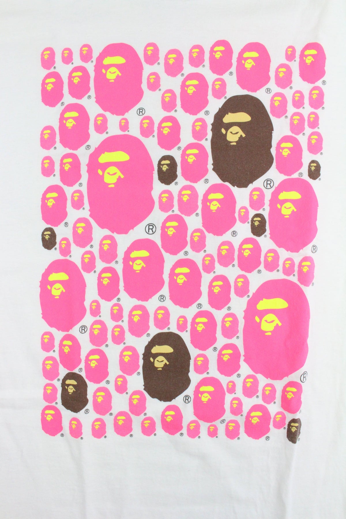 Bape Pink big ape logos Tee White - SaruGeneral