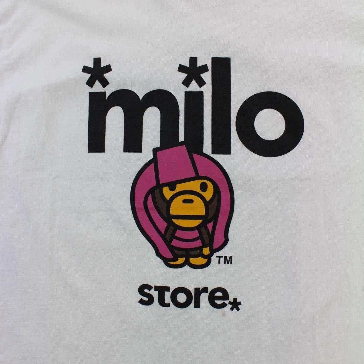 Bape Pink Milo Store LS White - SaruGeneral