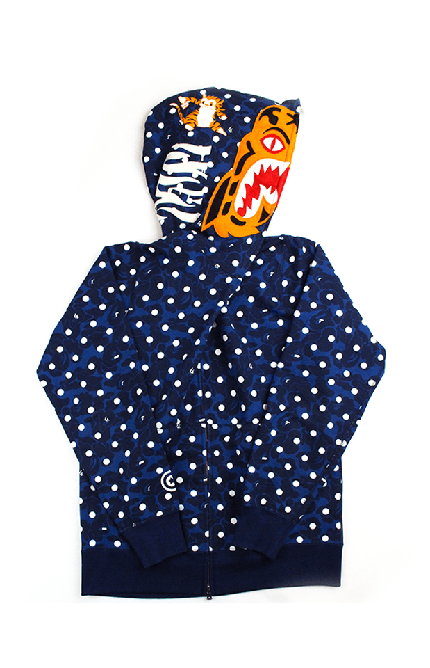 Bape Polkadot Tiger Shark Hoodie Navy - SaruGeneral