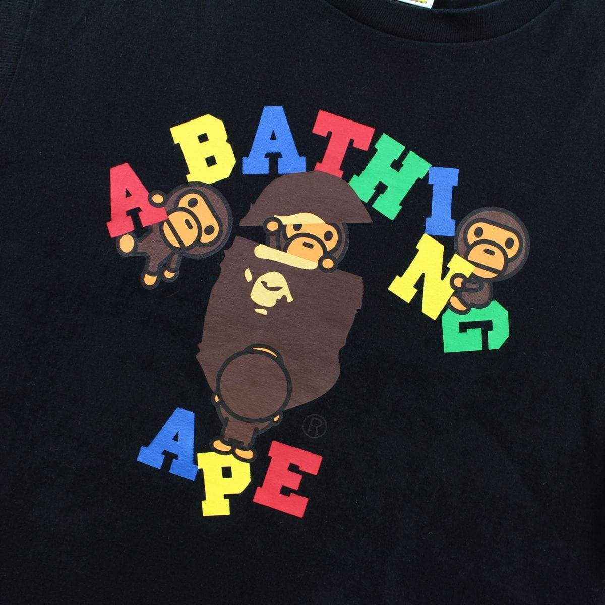 Bape Primary Colours Baby Milo College Logo Tee Black - SaruGeneral