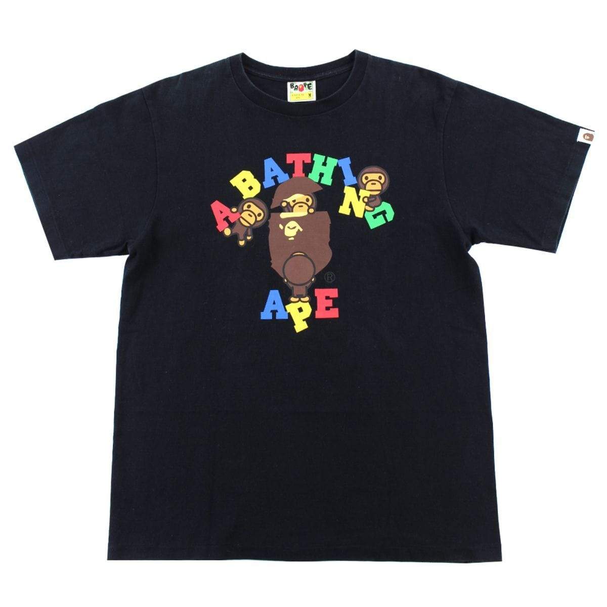 Bape Primary Colours Baby Milo College Logo Tee Black - SaruGeneral