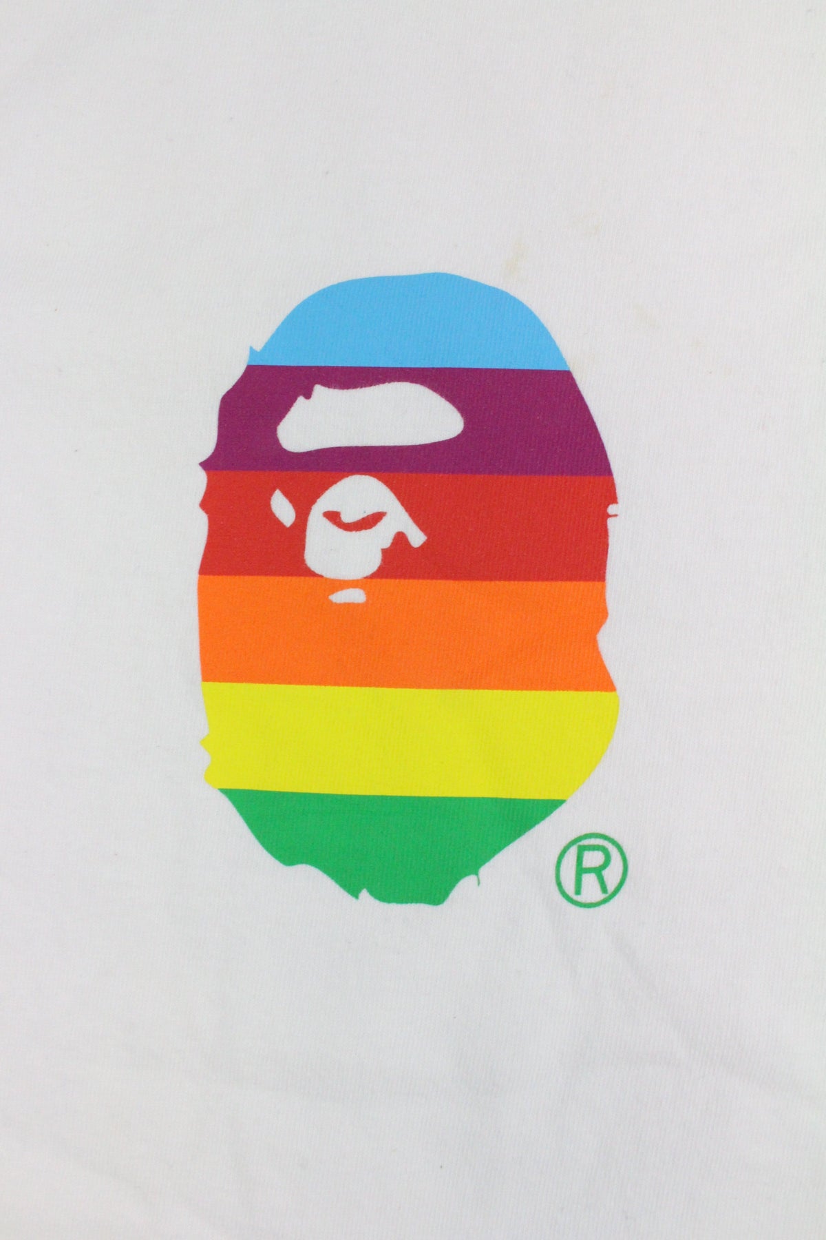 Bape Rainbow Stripe Ape Tee White - SaruGeneral