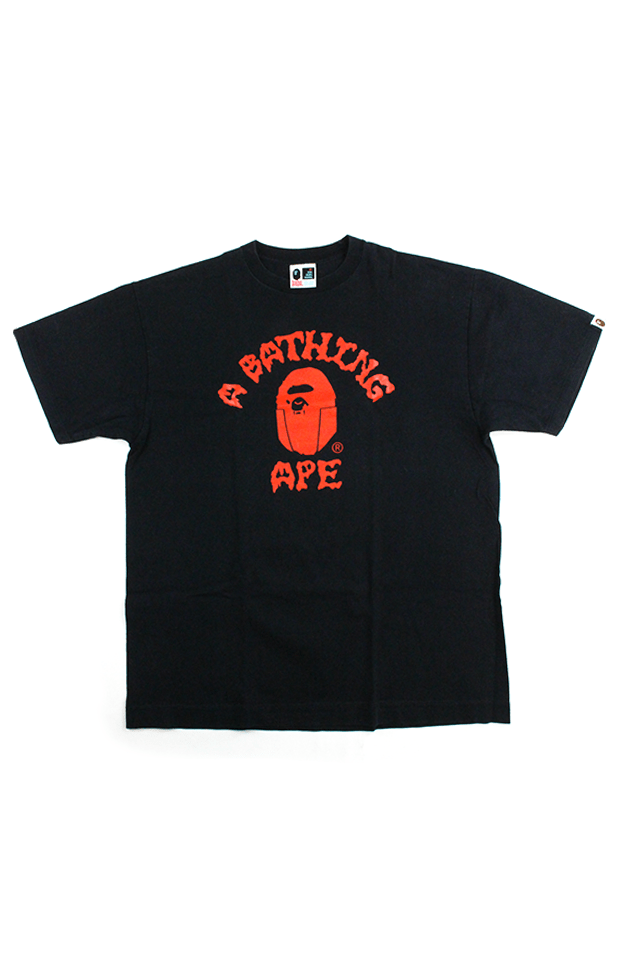 Bape Red Dracula College Logo Tee Black - SaruGeneral