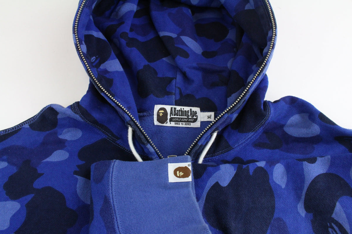 Bape Royal Blue Camo Full Zip Hoodie - SaruGeneral