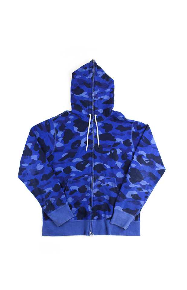 Bape Royal Blue Camo Full Zip Hoodie - SaruGeneral