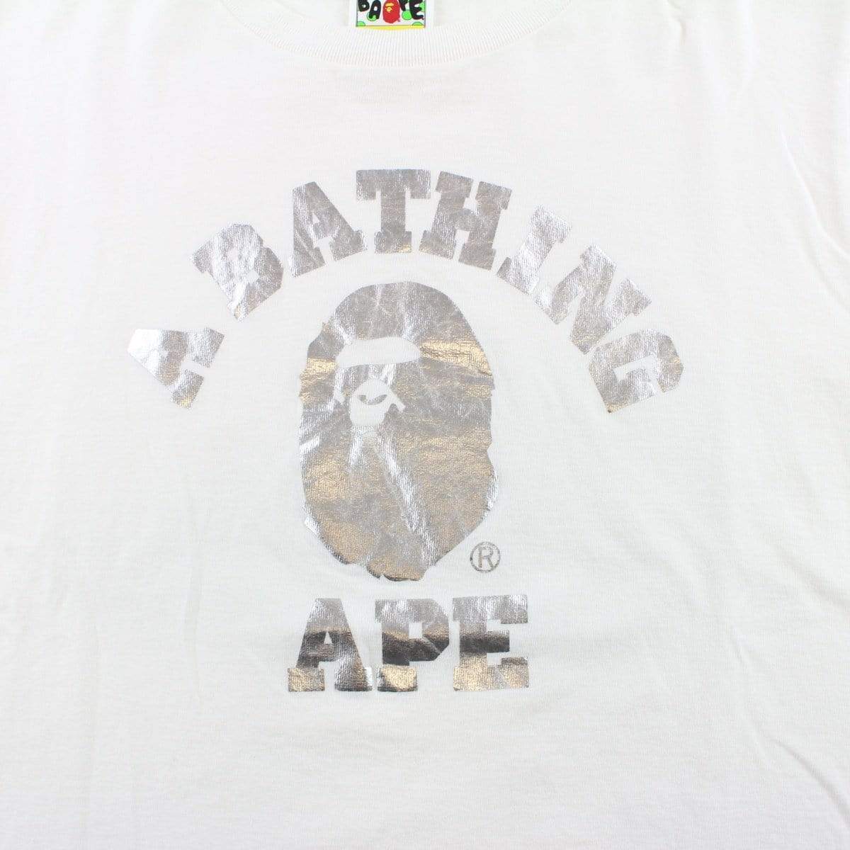 Bape Silver Foil College Logo Tee White - SaruGeneral